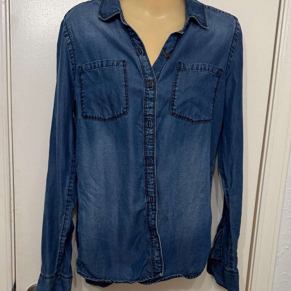 Caslon Indigo Denim Button-Down Shirt